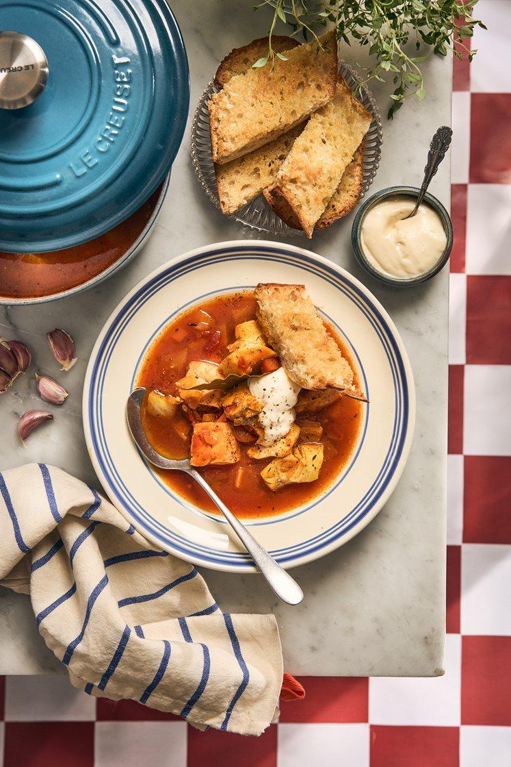 Bouillabaisse - Sydfransk fisksoppa med saffran, vitt vin och aioli