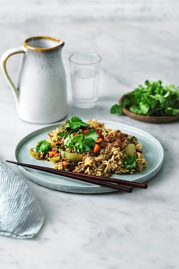 Het coconut beef med nudlar och koriander